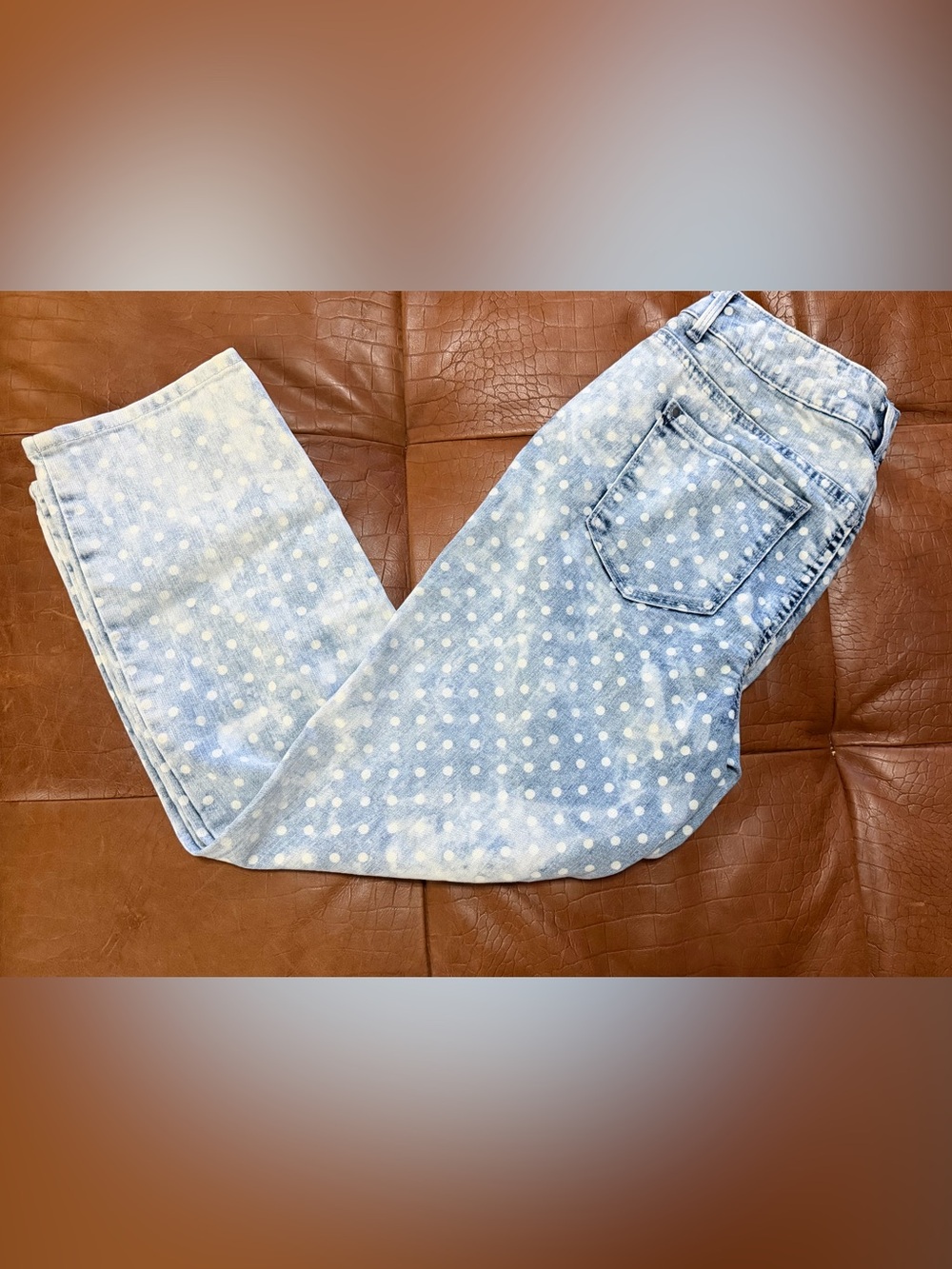 Platinum Chico's Light Blue Polka Dot Cropped Jeans XS 00(2)